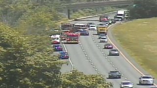 Interstate 84 West in Southington after a crash