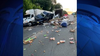 Norwalk truck crash and vegetable spill