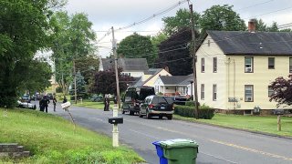 Police on South Curtis Street in Meriden