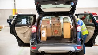 Target has a growing network of sortation centers where employees group packages bound for similar destinations. Gig workers from Target-owned Shipt load up their cars and deliver packages to customers.