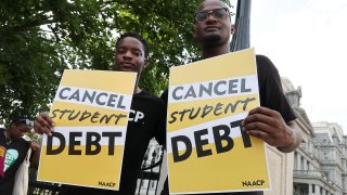 Student loan borrowers stage a rally