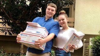 Kaycie Morwood, right, started her Poshmark store as a college freshman in 2016. Her savings from on the platform paid for her $17,000 wedding.