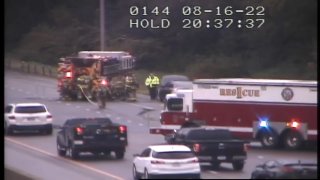 Vehicle fire on Interstate 95 in Guilford