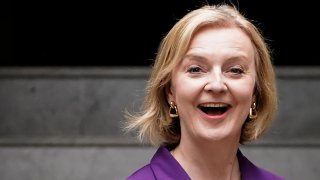 New Conservative Party leader and incoming prime minister Liz Truss reacts as she leaves the Conservative Party Headquarters in central London having been announced the winner of the Conservative Party leadership contest at an event in central London on September 5, 2022.