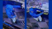 A man was seen on surveillance video robbing a store in Bristol Wednesday.