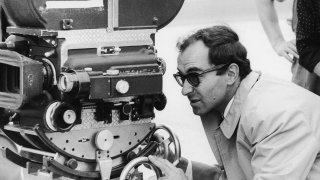 Jean-Luc Godard on the set of 1965’s “Pierrot le Fou.”