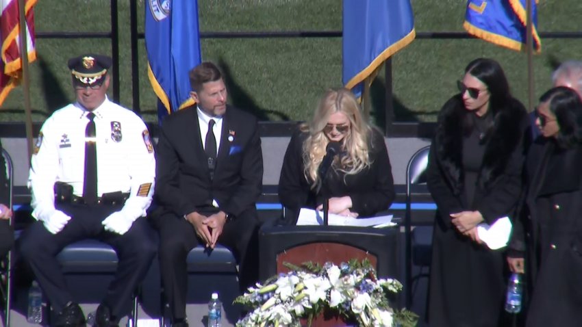 Sgt. Hamzy's Wife Fights Through Tears As She Speaks at His Funeral