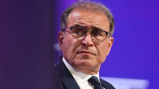 Nouriel Roubini, chief executive officer of Roubini Macro Associates Inc., during a panel session at the Qatar Economic Forum in June 2022. Roubini slammed the “crooks, criminals, con men” of the crypto world at a November event in Abu Dhabi.