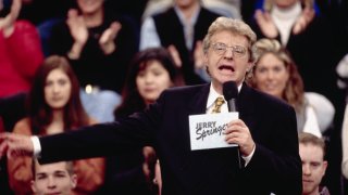 Jerry Springer Gesturing While Taping His Show