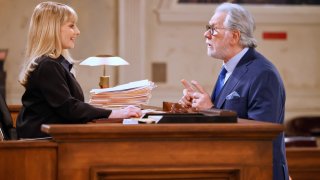 In the “Night Court” pilot, Melissa Rauch stars as Abby Stone opposite John Larroquette as Dan Fielding.