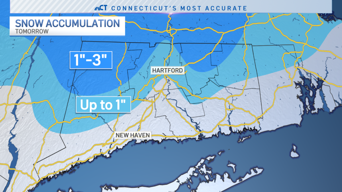 Up to 3 Inches of Snow Expected in Parts of CT Overnight, Into Friday