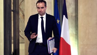 FILE - French Defense Minister Sebastien Lecornu waits at the Elysee Palace