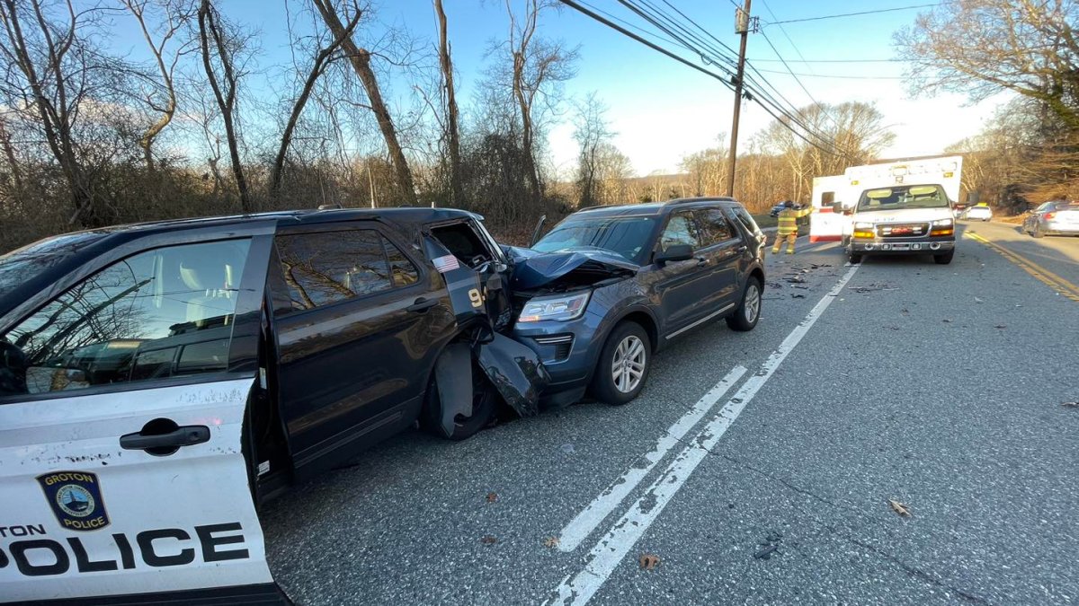Groton Police Cruiser Heavily Damaged After Getting Struck by Car NBC Connecticut