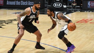 The Los Angeles Clippers reportedly have been engaging with the Brooklyn Nets about a potential trade for Kyrie Irving. (Getty Images)