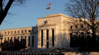The Federal Reserve building is seen before the Federal Reserve board is expected to signal plans to raise interest rates in March as it focuses on fighting inflation in Washington, January 26, 2022.