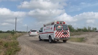 A Mexican Red Cross ambulance transports two Americans found alive after their abduction in Mexico last week, in Ejido Longoreno, on the outskirts of Matamoros, Mexico, Tuesday, March 7, 2023.