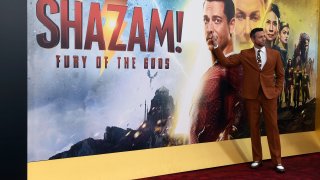 Zachary Levi arrives at the world premiere of "Shazam! Fury of the Gods"