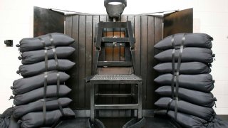 FILE – A chair sits in the execution chamber at the Utah State Prison on June 18, 2010, after Ronnie Lee Gardner was executed by firing squad in Draper, Utah. Idaho lawmakers passed a bill on March 20, 2023, that would authorize the use of firing squads if the state is unable to obtain drugs required for its lethal injection program. The bill will head to the desk of Idaho Gov. Brad Little next.