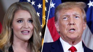 From left: Jenna Ellis, a former member of then-President Donald Trump's legal team, and former President Donald Trump.