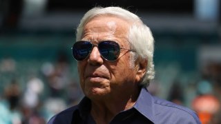 New England Patriots owner Robert Kraft looks on prior to a game against the Miami Dolphins at Hard Rock Stadium on September 11, 2022 in Miami Gardens, Florida.