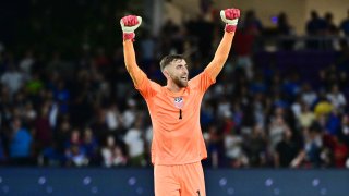 Matt Turner #1 of United States of America reacts after defeating El Salvador 1-0 at Exploria Stadium on March 27, 2023 in Orlando, Florida.