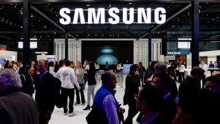 Samsung at the Mobile World Congress 2023 on March 2, 2023, in Barcelona, Spain. (Photo by Joan Cros/NurPhoto via Getty Images)