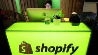 An employee works at Shopify’s headquarters in Ottawa, Ontario, Canada.