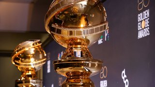 Golden Globe Awards on display during the unveiling of the nominations for the 80th Golden Globe Awards, Beverly Hills, California, Dec. 12, 2022.