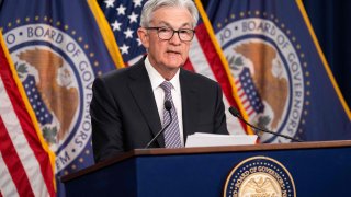 Federal Reserve Board Chair Jerome Powell speaks during a news conference at the Federal Reserve in Washington, DC, on May 3, 2023.
