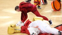 Conor McGregor knocks out Heat mascot in bizarre promotion at NBA Finals