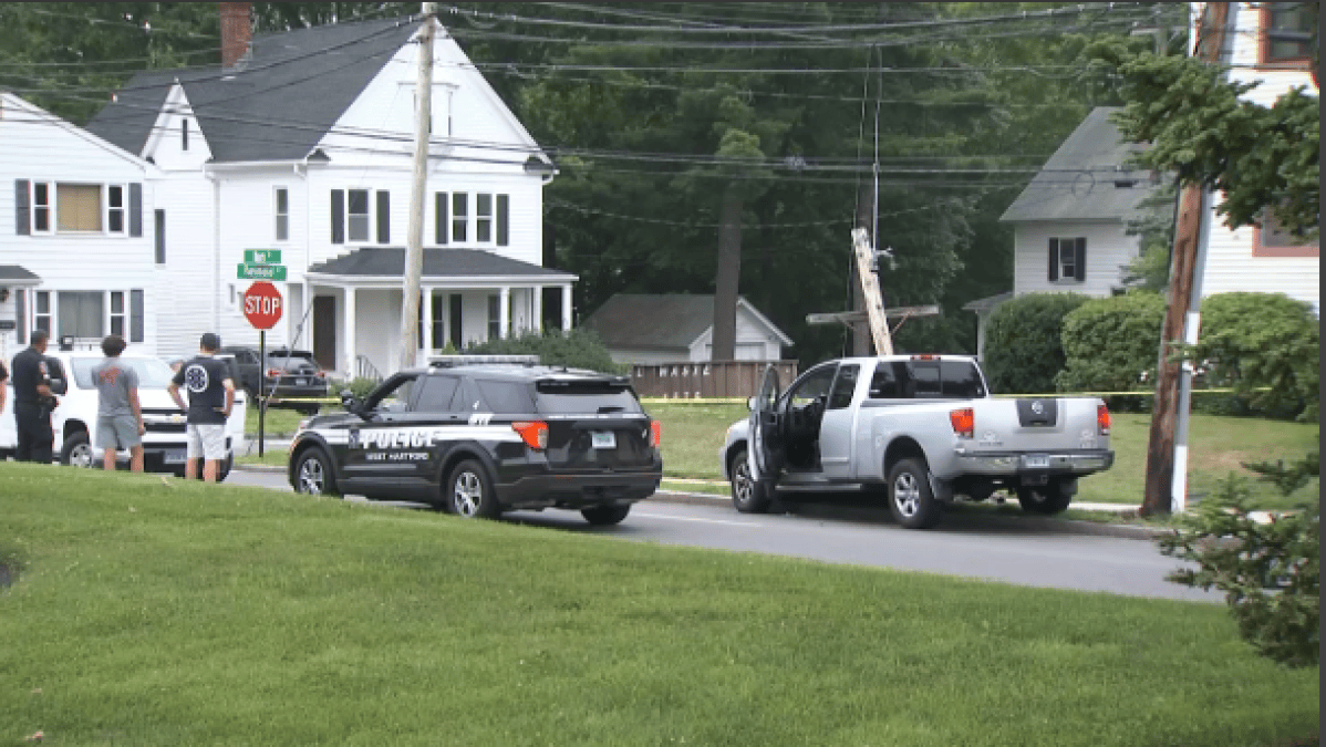 Road closed in West Hartford after truck collides with pole on Friday ...