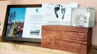 The keepsakes and memorial Elena Andres has for her daughter, Maxine, who was born stillborn