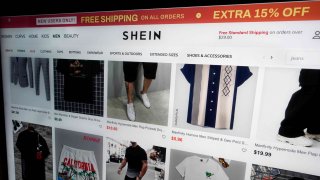 A page from the Shein website is shown in this photo, in New York, Friday, June 23, 2023.