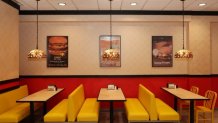 The seating area at the 1980s-style Brooklyn McDonald’s.