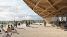 Renderings of the Theodore Roosevelt Presidential Library in the western North Dakota Badlands