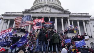 Protesters gather outside the U.S. Capitol on Wednesday, Jan. 6, 2021 in Washington, DC.