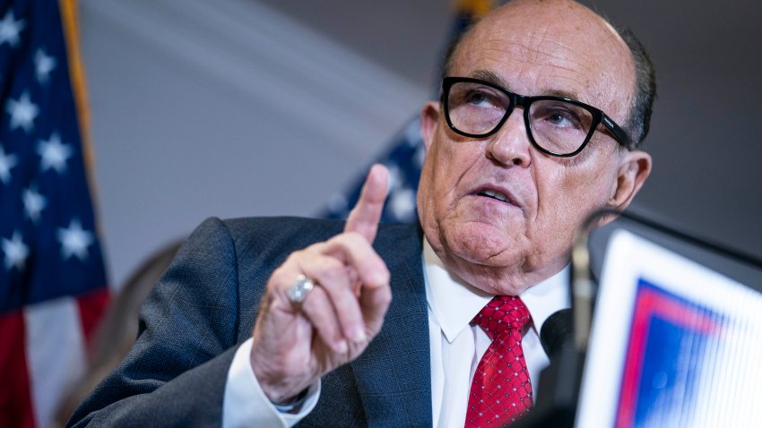 Former New York City Mayor Rudy Giuliani, lawyer for U.S. President Donald Trump, speaks during a news conference about lawsuits contesting the results of the presidential election at the Republican National Committee headquarters in Washington, D.C., on Thursday Nov. 19, 2020.