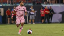 FRISCO, TEXAS - AUGUST 6: DeAndre Yedlin #2 of Inter Miami CF controls the ball in the first half during the Leagues Cup 2023 Round of 16 match between Inter Miami CF and FC Dallas at Toyota Stadium on August 06, 2023 in Frisco, Texas (Photo by Juan Finol/Getty Images)