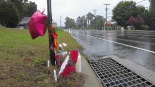 Memorial at site of crash that killed 17-year-old.