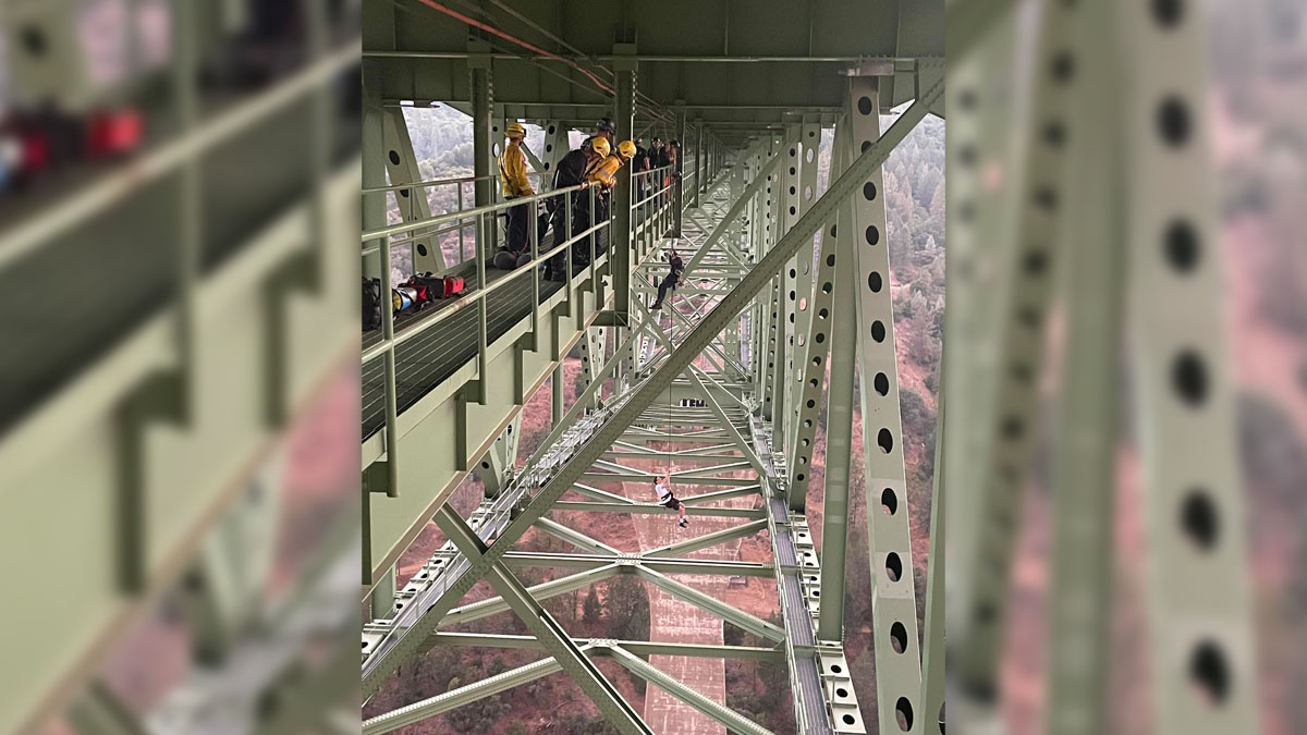 Teen rescued after stunt mishap leaves him dangling from California’s tallest bridge