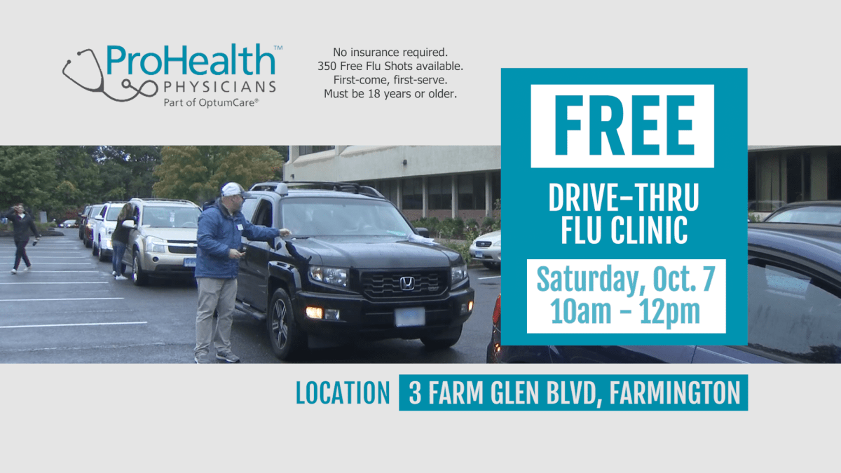 Join NBC CT for 6th annual ProHealth Physicians free drivethru flu
