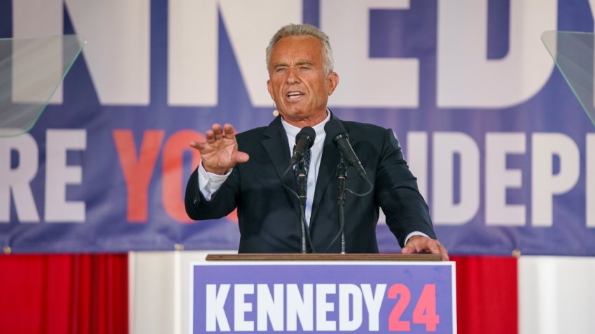 Presidential Candidate Robert F. Kennedy Jr. makes a campaign announcement at a press conference on October 9, 2023 in Philadelphia, Pennsylvania.