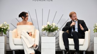 Meghan, Duchess of Sussex, left, and Britain's Prince Harry, The Duke of Sussex
