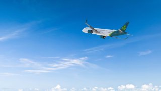 Aer Lingus Aircraft flying in a blue sky