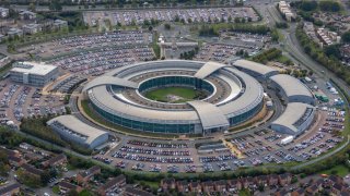 FILE - In an aerial view, GCHQ, the Government Communications Headquarters