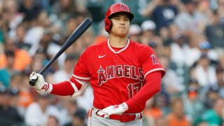 File photo: Shohei Ohtani of the Los Angeles Angels during a fifth-inning at-bat against the Detroit Tigers at Comerica Park on July 25, 2023 in Detroit, Mich.