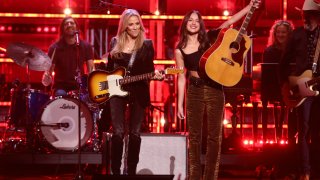 Sheryl Crow, left, performs with Olivia Rodrigo