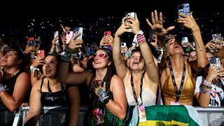 Taylor Swift's fans react during "Taylor Swift | The Eras Tour" at Estadio Olimpico Nilton Santos