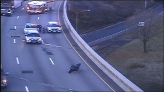 Motorcycle crash on Interstate 84 in Hartford