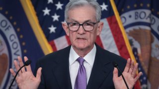 U.S. Federal Reserve Board Chairman Jerome Powell speaks during a news conference at the headquarters of the Federal Reserve on December 13, 2023 in Washington, DC.